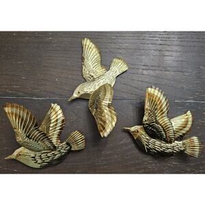 Vintage HOMCO Flying Brass Birds Wall Décor Home Interiors MCM Retro set of 3